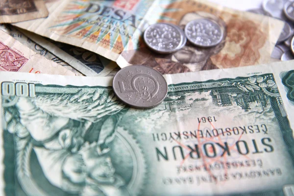 Antigo e novo dinheiro checo — Fotografia de Stock