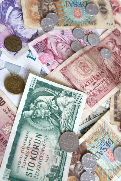 Old and new Czech money — Stock Photo, Image