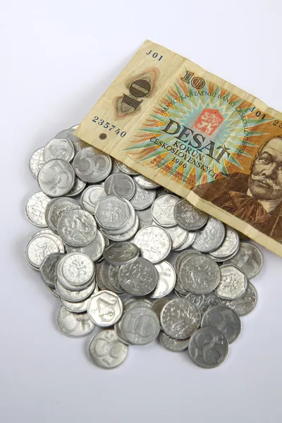 Old and new Czech money — Stock Photo, Image