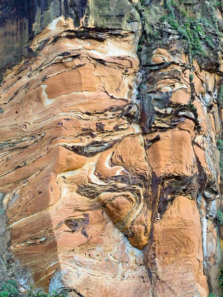 Piękna Skała Wielobarwna Pokryta Mchem Trawą Naturalna Tekstura — Zdjęcie stockowe