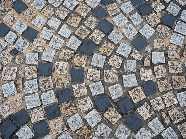 Alte Kopfsteinpflasterstraße Aus Der Vogelperspektive — Stockfoto