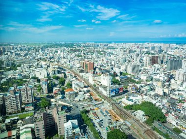 Tainan, Tayvan - 22 Haziran 2022 'de Tainan, Tayvan' da havadan bakıldı.Tayvan 'ın en eski şehirleri ve eski başkenti.Aynı zamanda binden fazla tapınağı olan bir dini merkezdir..