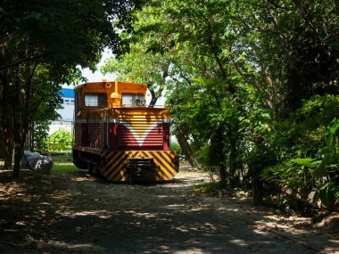 Tayvan 'daki şeker rafinerisinde şeker treni lokomotifi.