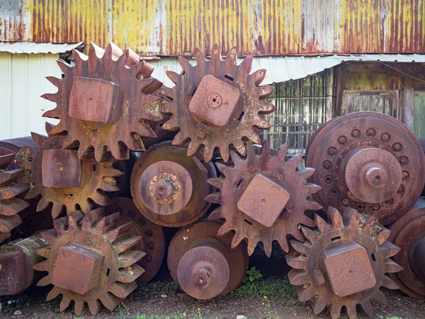 the old and rusty diesel engine gears are abandoned