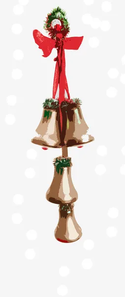 Mutlu yıllar ve Noel 'ler. Tebrik kartı. Beyaz arkaplanda çanlar