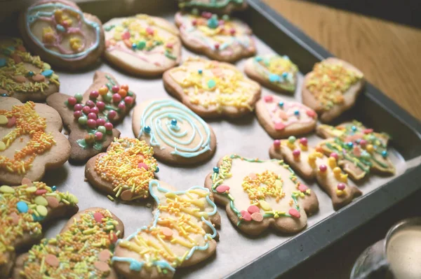 Deliciosas Galletas Hechas Por Manos Niños Festivos — Foto de Stock