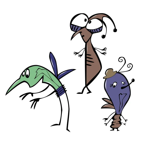 Insectos de dibujos animados — Vector de stock