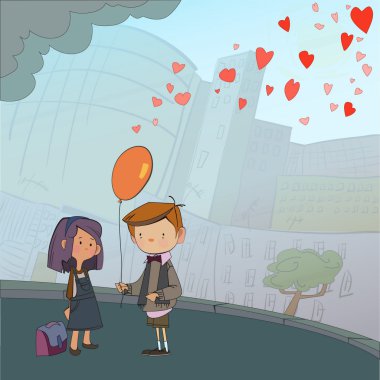 Balon ile kız ve erkek