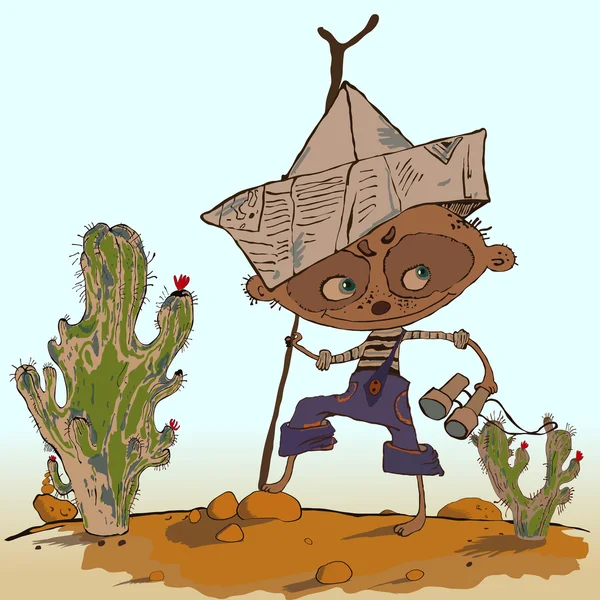 Little Pirate Boy Vector Ilustração — Vetor de Stock