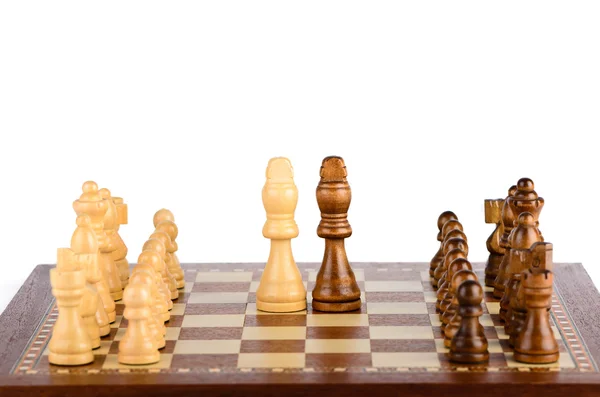 Conjunto de peças de xadrez no tabuleiro — Fotografia de Stock
