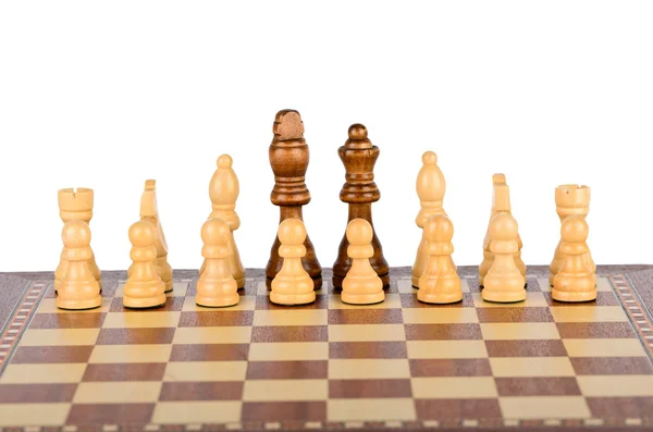 The friendship between black and white chess pieces — Stock Photo, Image