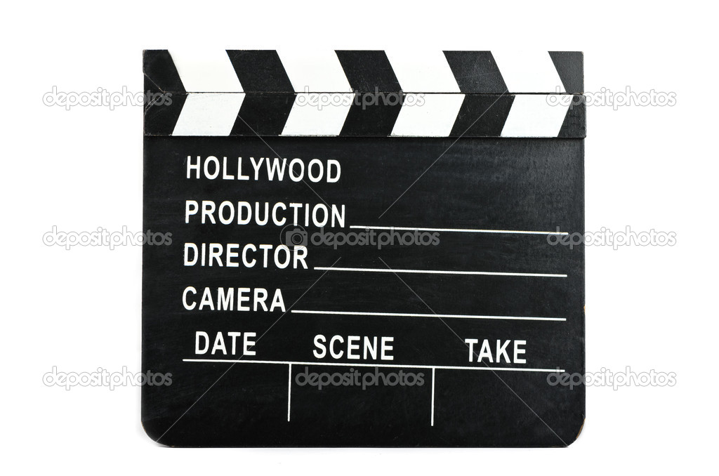 Movie clapper on a white background