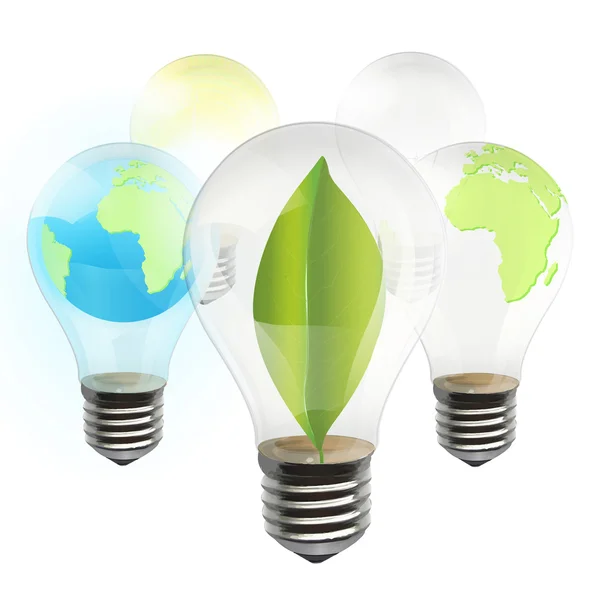 Collectie van realistische eco lamp geïsoleerd op wit. vector — Stockvector