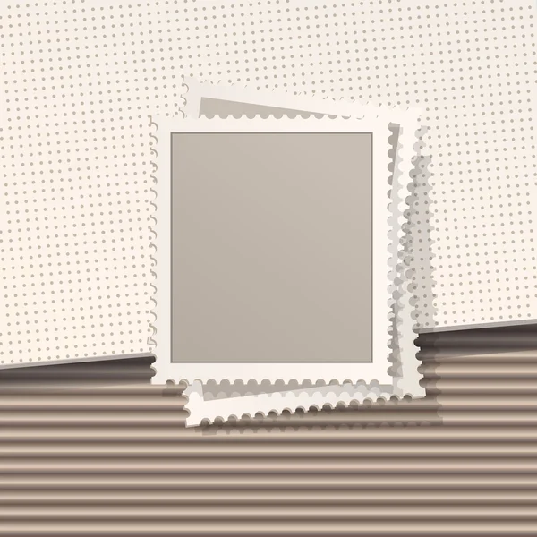 Üres postai bélyegző a barna, hullámos karton textúra. Vect — Stock Vector