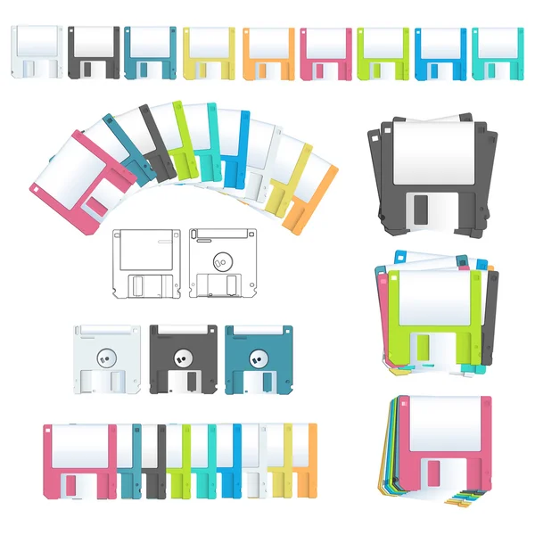 Collection diskettes. Vector design. — Stock Vector