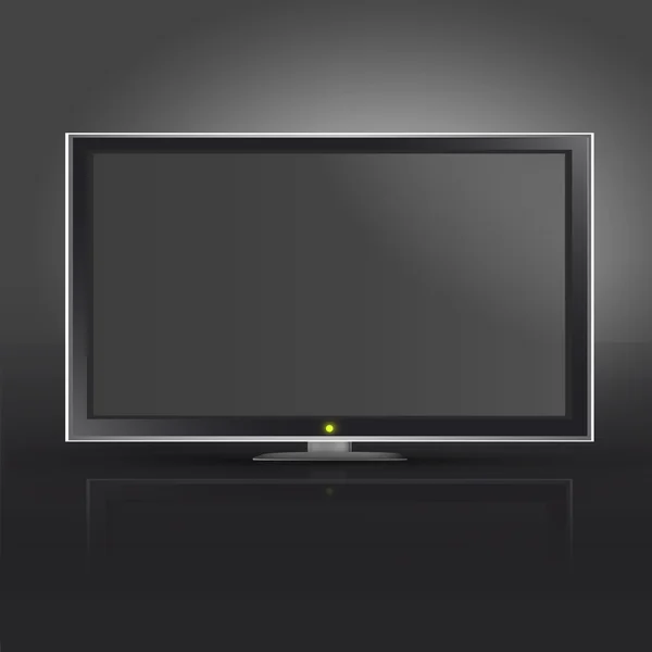 黒の背景上で現実的なテレビ。ベクトルのデザイン.. — ストックベクタ