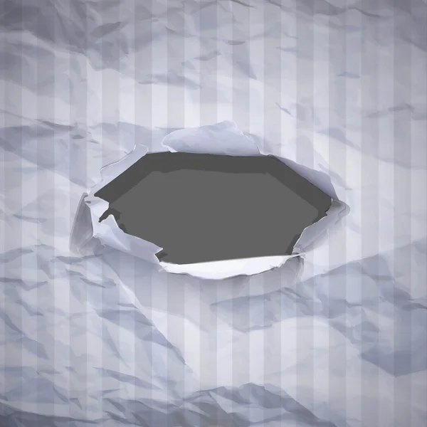 Schwarzes Loch in faltigem Papier. Vektordesign. — Stockvektor