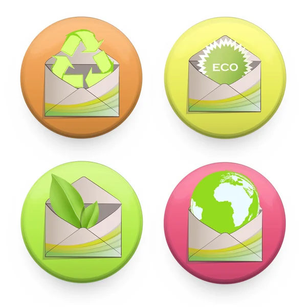 Колекція барвистих кнопок з екологічними значками на ізольованому фоні. Векторний дизайн . — стоковий вектор