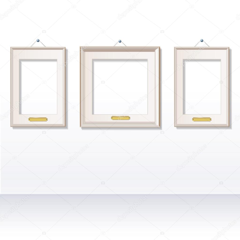 Three empty frameworks into a museum. Vector illustration.