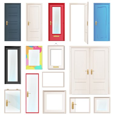 Collection of doors. Vector illustration.