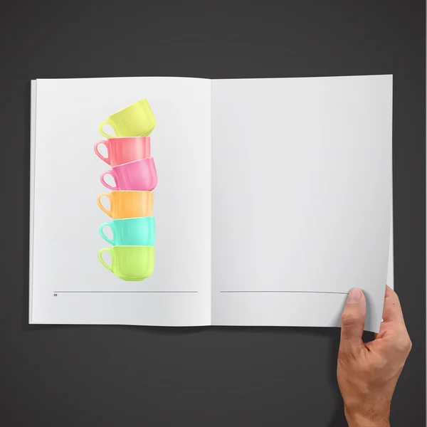Красочные чашки внутри книги Векторный дизайн — стоковый вектор