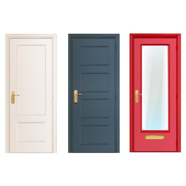 Collection doors isolated on white. Vector design. clipart
