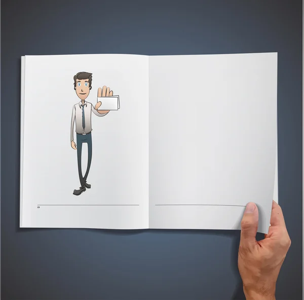 Business man with card inside a book. Vector design. — Stock Vector