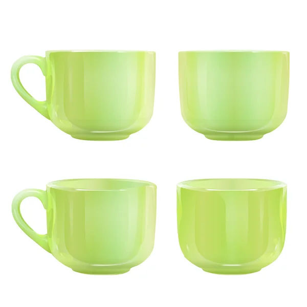 Collection of green cups. Vector design. — Stock Vector