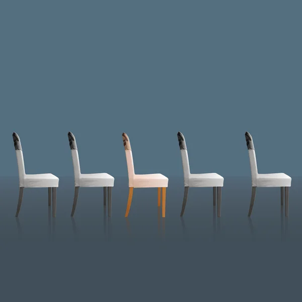 Row of chairs in which highlights one. Vector design. — Stock Vector