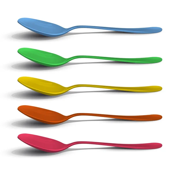 Realistic colorful spoon on white background. Vector design. — Stock Vector