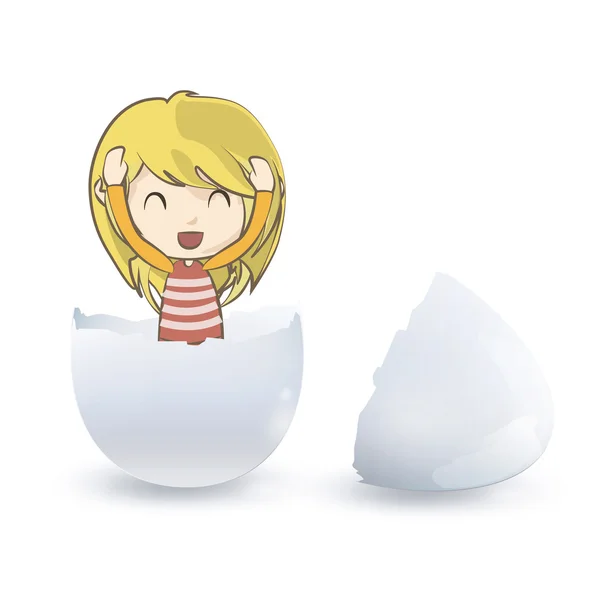 Girl leaving broken of an egg. Vector design. — Stock Vector