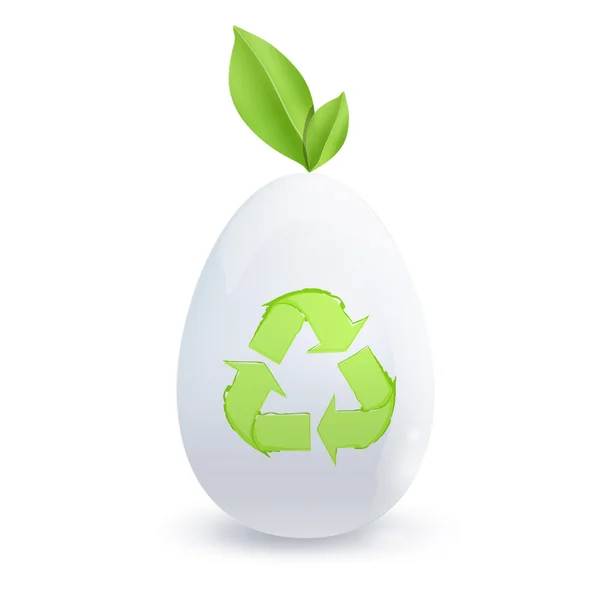 White egg with recycle icon. Vector design. — Stock Vector