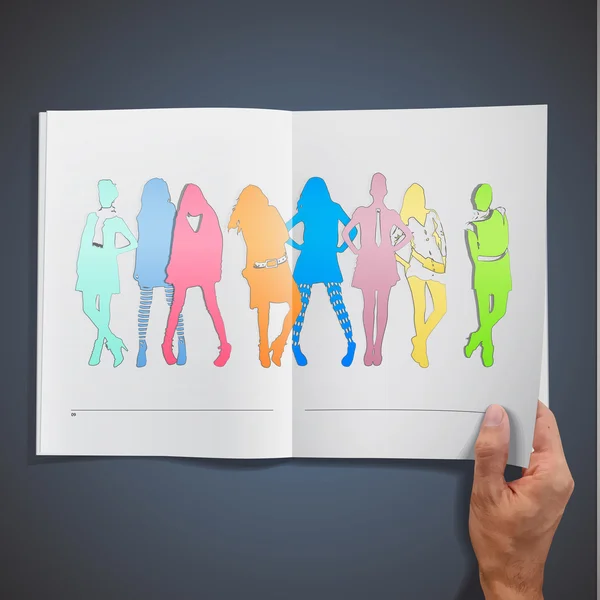 Colorful models inside a book. Vector design. — Stock Vector