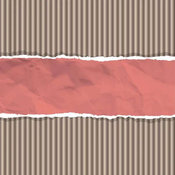 Hintergrund mit braunen Linien hinter einem zerrissenen Blatt Papier. Vektordesign. — Stockvektor
