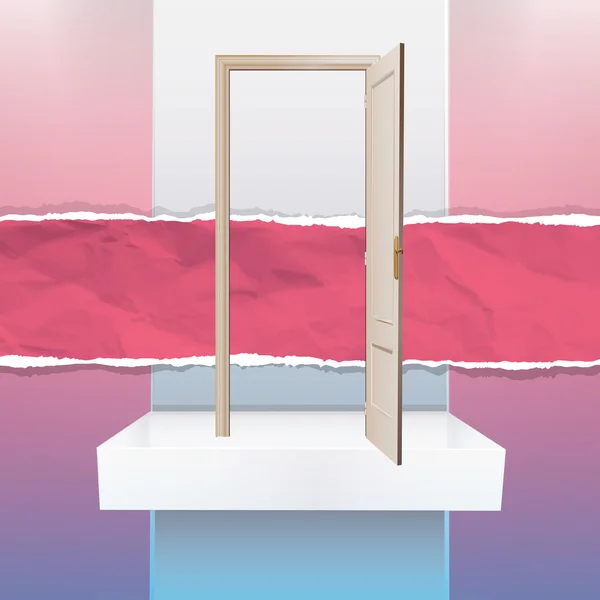 Realistic open door on a shelf. Vector illustration. — Stock Vector