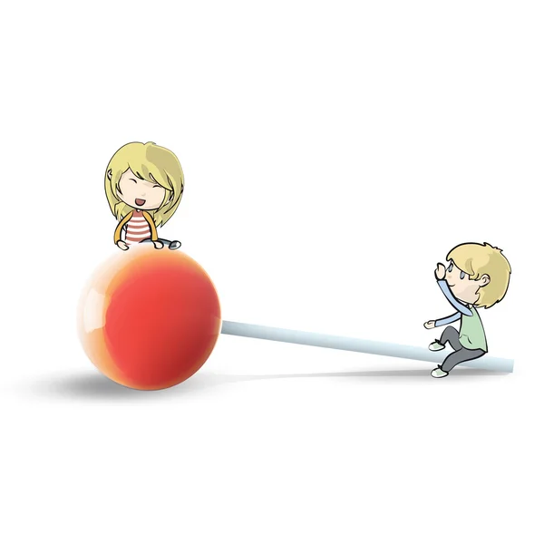Barnen på röda lollipop. vektor design. — Stock vektor