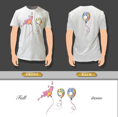 Balonlar beyaz gömlek basılmış. vektör çizim.