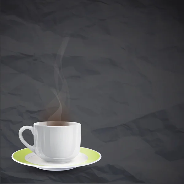 Xícara branca com café no fundo cinza. Projeto vetorial . — Vetor de Stock
