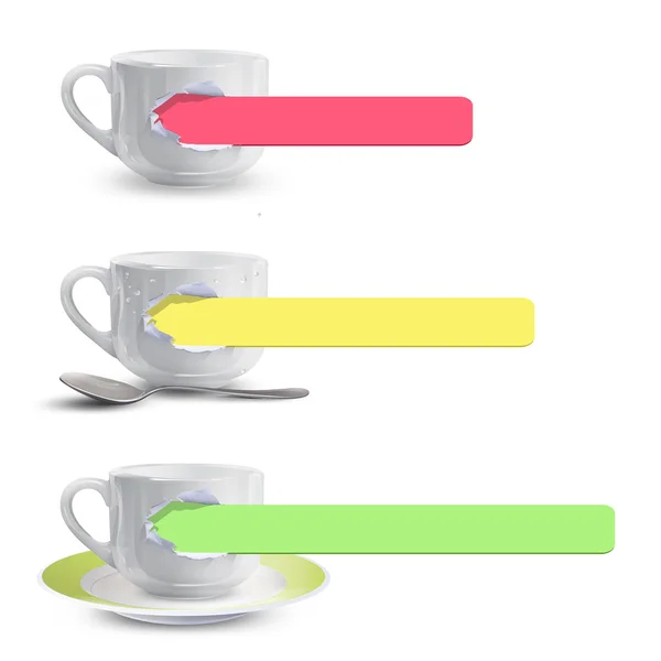 Conjunto de tazas blancas. Diseño vectorial . — Archivo Imágenes Vectoriales