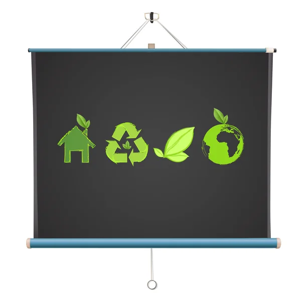 Kivetítő képernyő Ecologic ikonok. Vector design. — Stock Vector