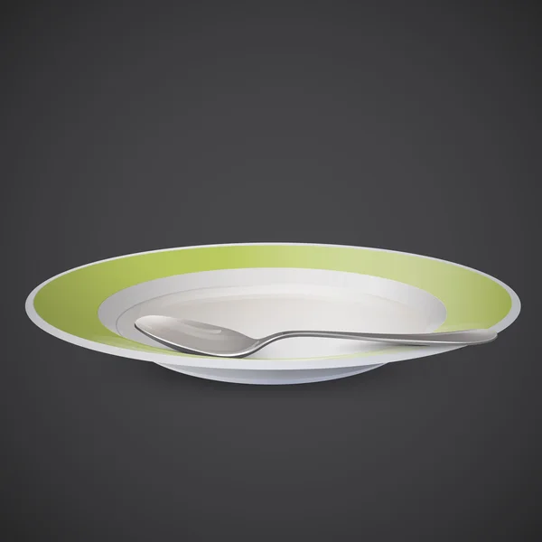 Plate and spoon on grey background. Vector design. — Stock Illustration Plate and spoon on grey background. Vector design. Vector Graphics