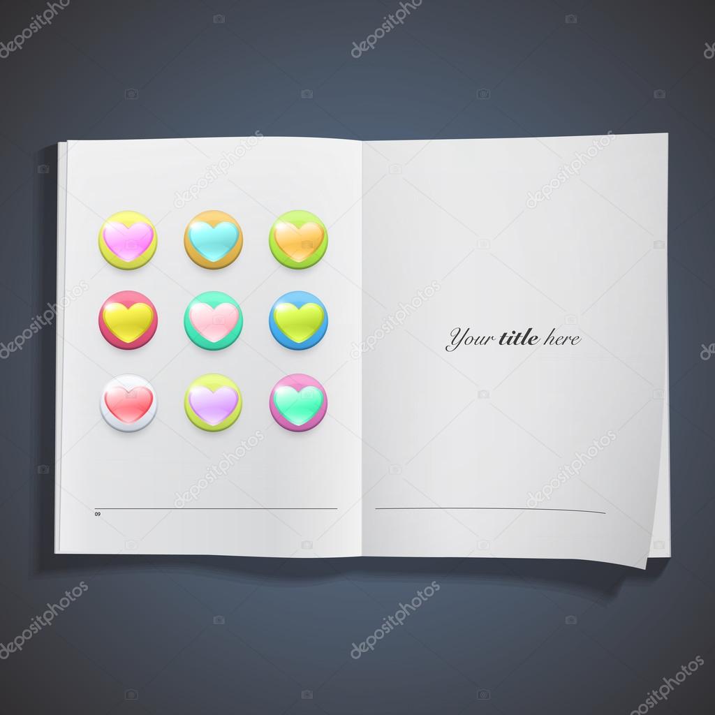 Icona di cuori colorati all interno di un libro disegno vettoriale — Vettoriale Stock