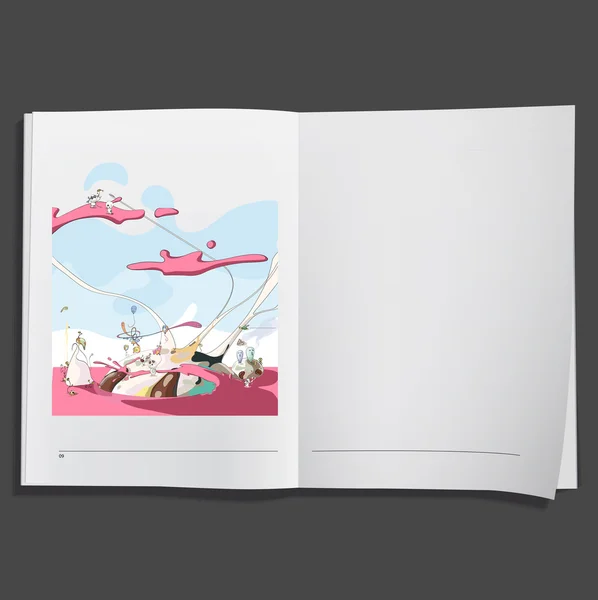 Fantasiewereld gedrukt op wit boek, vector design. — Stockvector