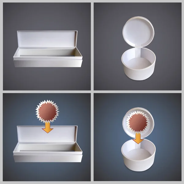 Open witte doos voor object invoegen. collectie vector design. — Stockvector