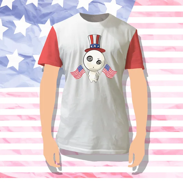 Amerikaanse teddy binnen een shirt. realistische vectorillustratie. — Stockvector