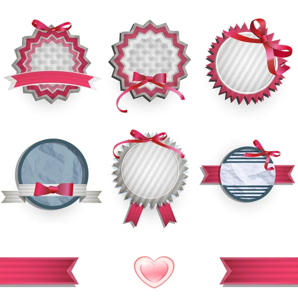 Set of vintage labels with nice ribbons. Vector design. — Stock Vector