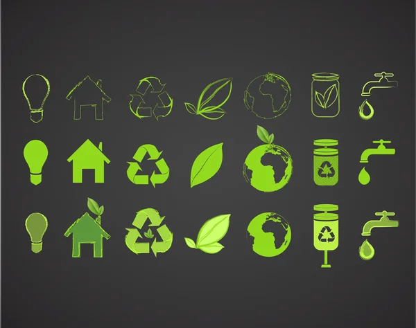 Verzameling van verschillende ecologische icons. vector ontwerp. — Stockvector