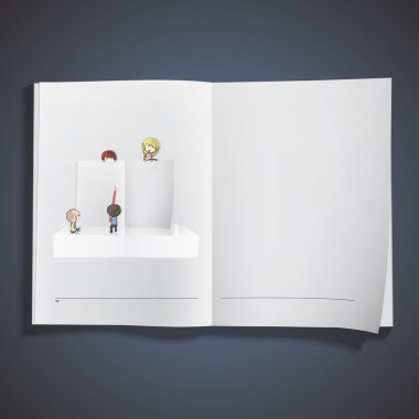 açık bir kitap yazma arkadaş grubu. vektör tasarımı.