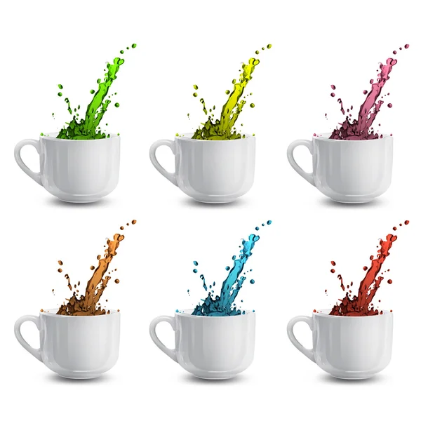 White cup with colorful drops. Vector design. — Stock Vector