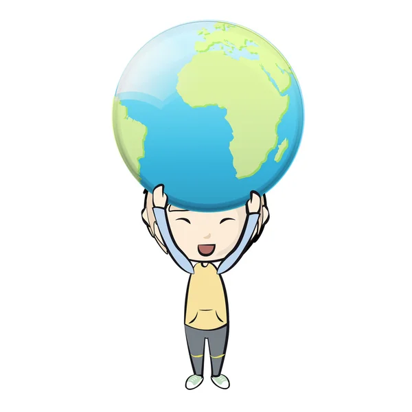 Kid holding a globe. Vector design. — Stock Vector